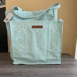 Larcher & Olive Mint Green Patterned Tote Bag